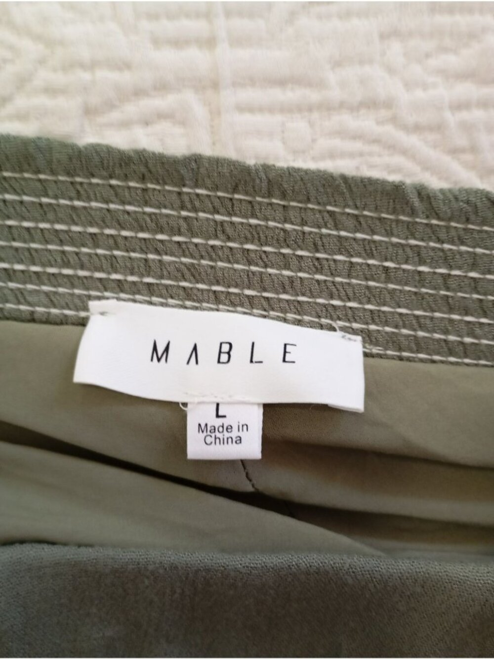 Mable Sage Green Wide-Leg High Waist Palazzo Pants Size L Summer Beach - Picture 3 of 13